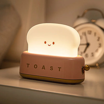 Ktcina Cute Bread Night Light Usb Rechargable Desk Lamp Bedroom Bedside Sleep Light Reading Light for Office Bedroom Living Room